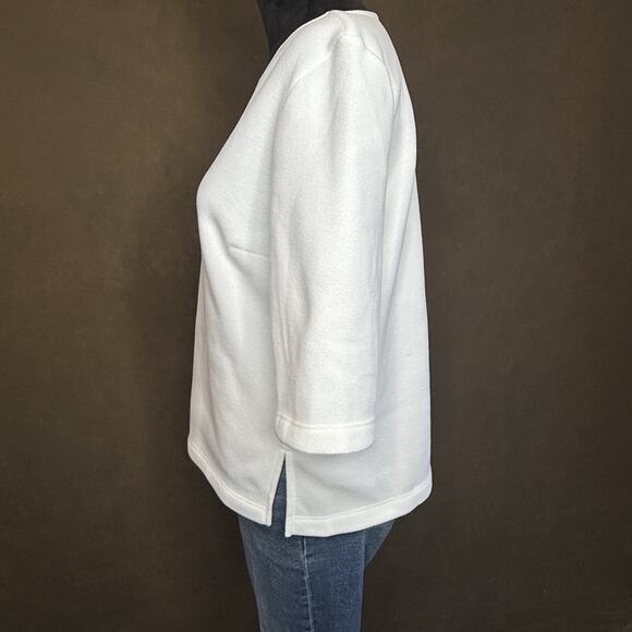 Dudley Stephens Park Slope Fleece Top White Size M 3/4 Sleeve Pullover - Picture 4 of 10